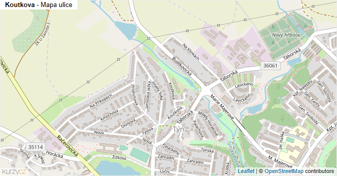 Koutkova - mapa ulice