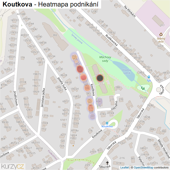 Mapa Koutkova - Firmy v ulici.