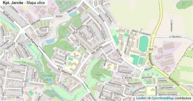 Kpt. Jaroše - mapa ulice
