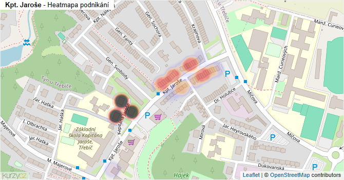 Kpt. Jaroše - mapa podnikání