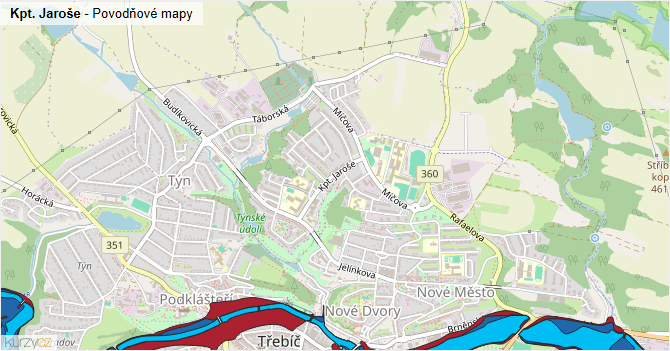 Kpt. Jaroše - záplavové mapy stoleté vody