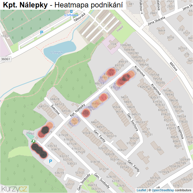 Mapa Kpt. Nálepky - Firmy v ulici.