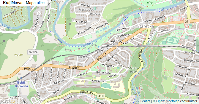 Krajíčkova - mapa ulice