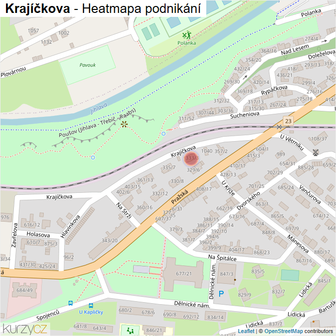 Mapa Krajíčkova - Firmy v ulici.