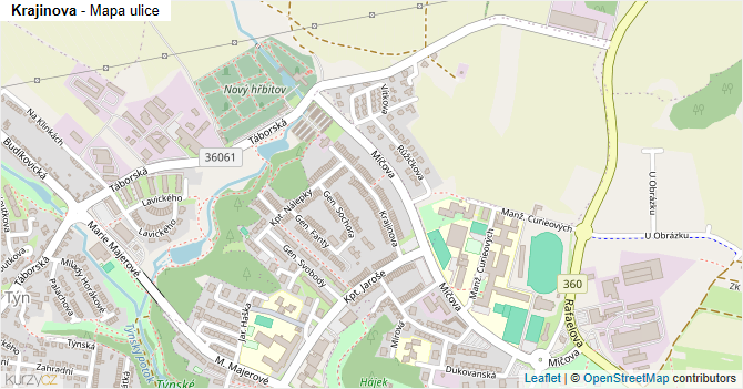 Krajinova - mapa ulice