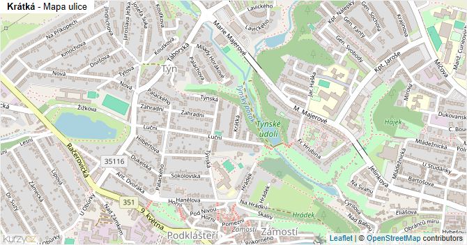 Krátká - mapa ulice