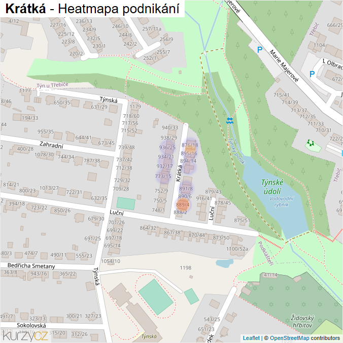 Mapa Krátká - Firmy v ulici.