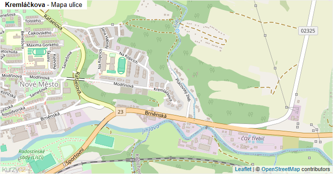 Kremláčkova - mapa ulice