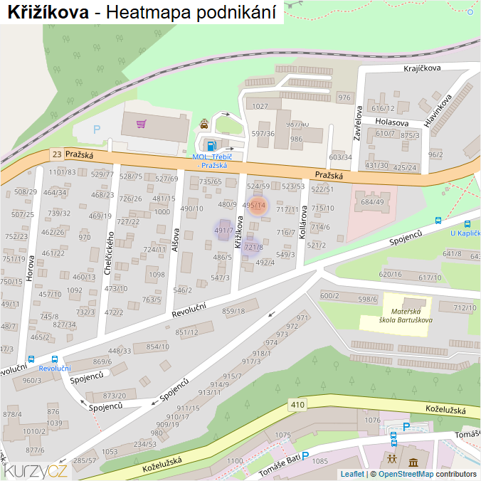 Mapa Křižíkova - Firmy v ulici.