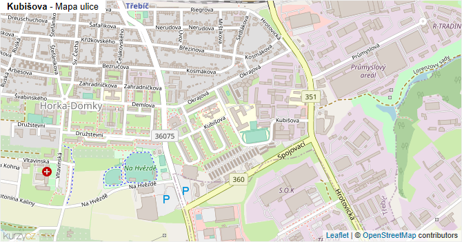 Kubišova - mapa ulice