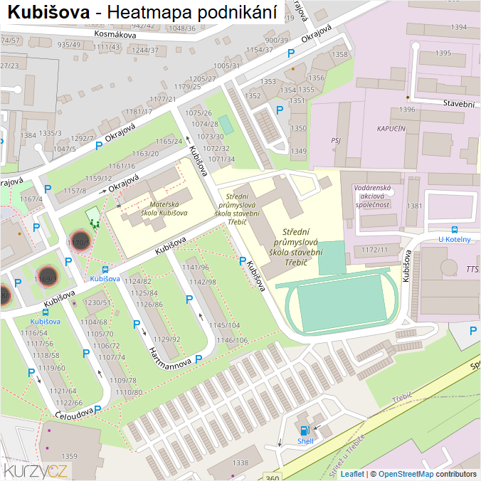 Mapa Kubišova - Firmy v ulici.
