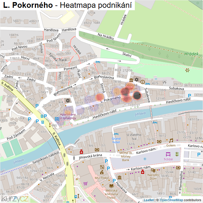 Mapa L. Pokorného - Firmy v ulici.