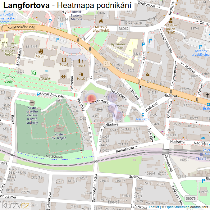 Mapa Langfortova - Firmy v ulici.