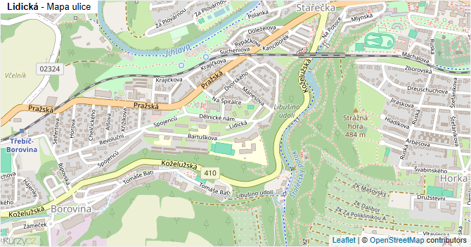 Lidická - mapa ulice