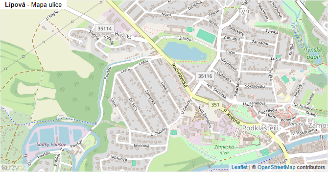 Lípová - mapa ulice