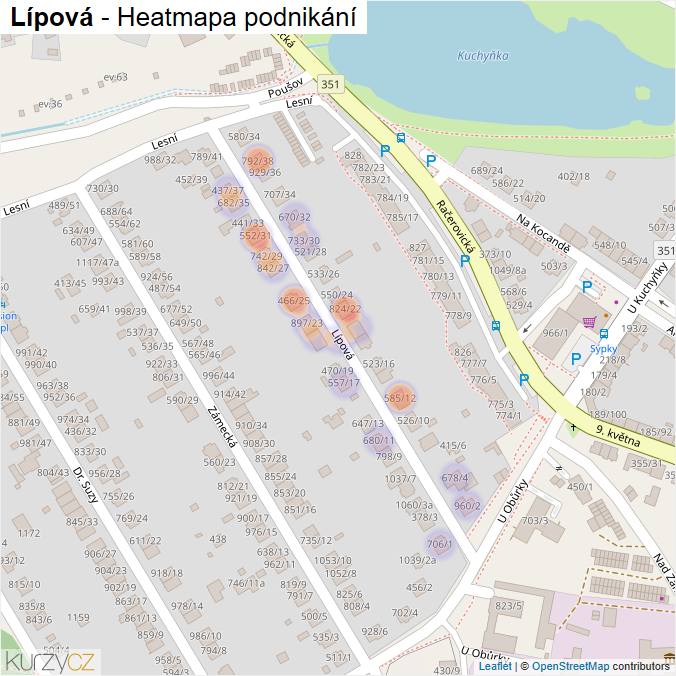 Mapa Lípová - Firmy v ulici.