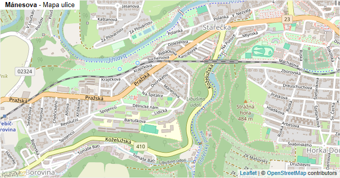 Mánesova - mapa ulice