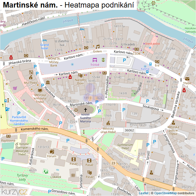 Mapa Martinské nám. - Firmy v ulici.