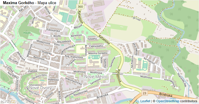 Maxima Gorkého - mapa ulice