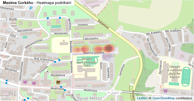 Maxima Gorkého - mapa podnikání