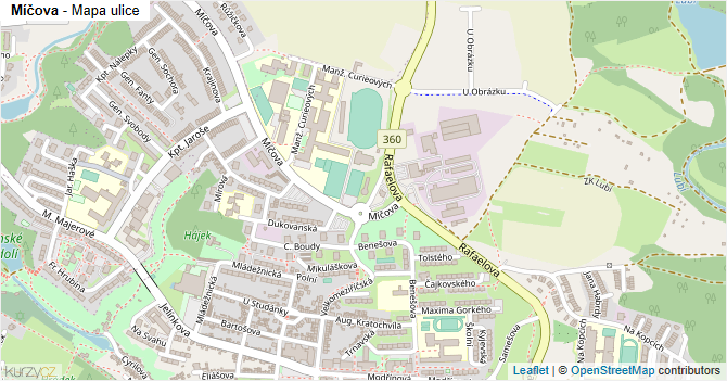 Míčova - mapa ulice