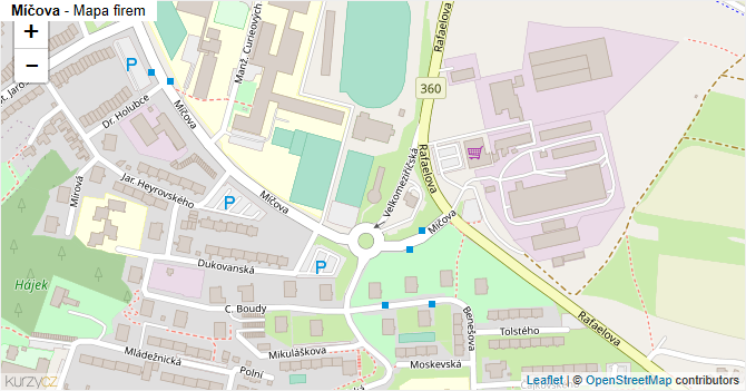 Míčova - mapa firem