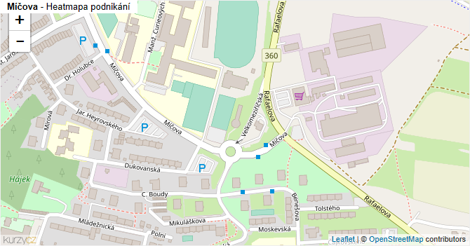 Míčova - mapa podnikání