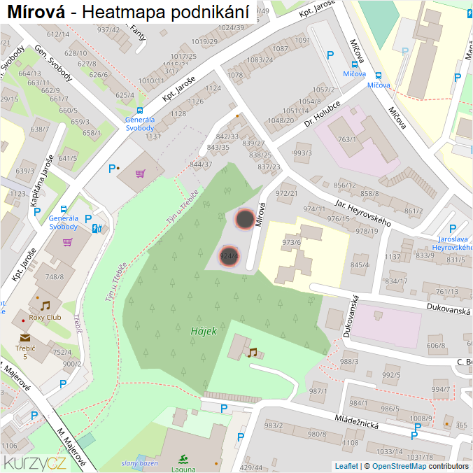 Mapa Mírová - Firmy v ulici.
