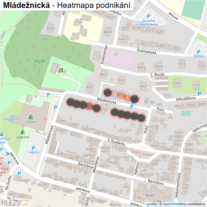 Mapa Mládežnická - Firmy v ulici.