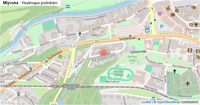Mlýnská - mapa podnikání