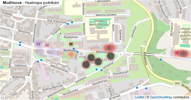 Modřínová - mapa podnikání