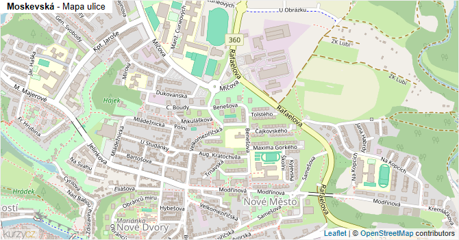 Moskevská - mapa ulice