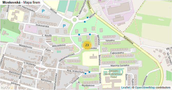 Moskevská - mapa firem