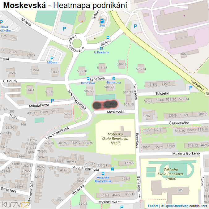 Mapa Moskevská - Firmy v ulici.