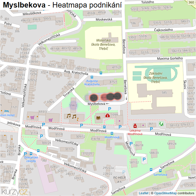 Mapa Myslbekova - Firmy v ulici.