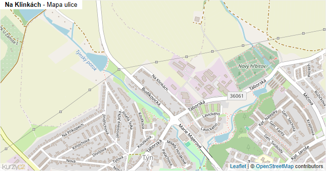 Na Klinkách - mapa ulice