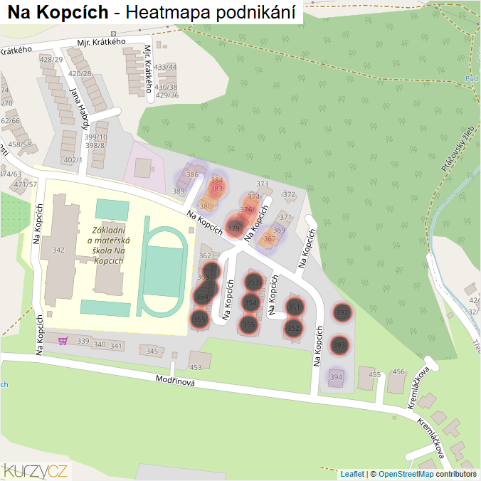 Mapa Na Kopcích - Firmy v ulici.