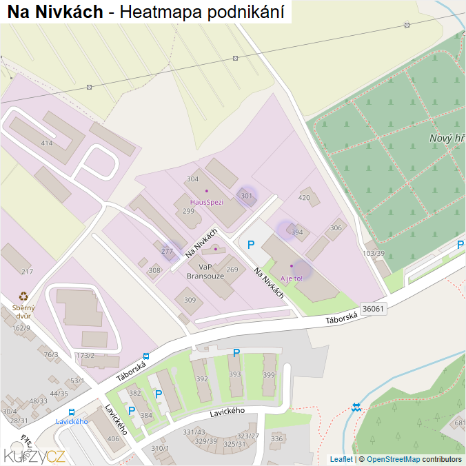 Mapa Na Nivkách - Firmy v ulici.