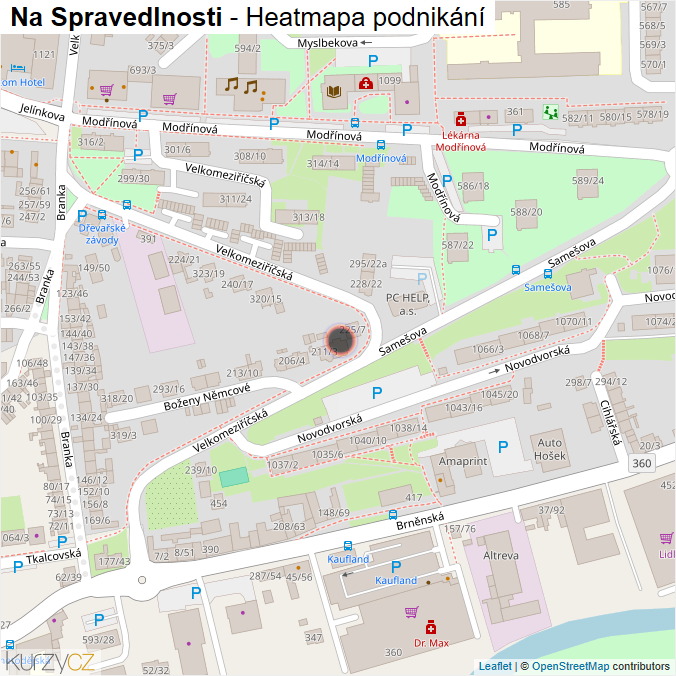 Mapa Na Spravedlnosti - Firmy v ulici.