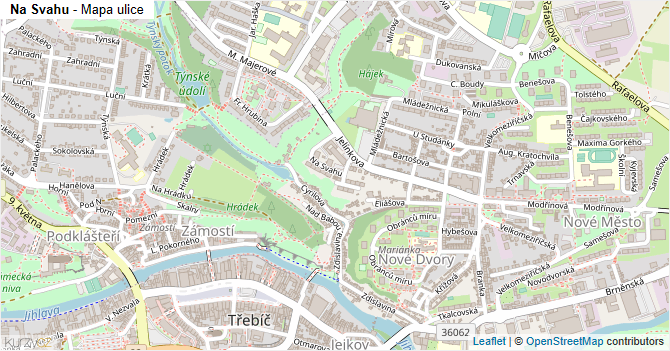Na Svahu - mapa ulice
