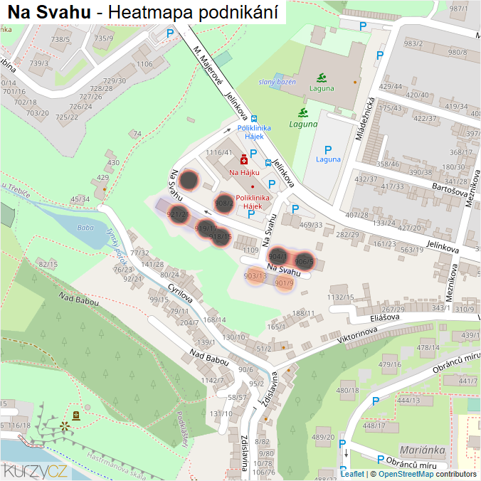 Mapa Na Svahu - Firmy v ulici.