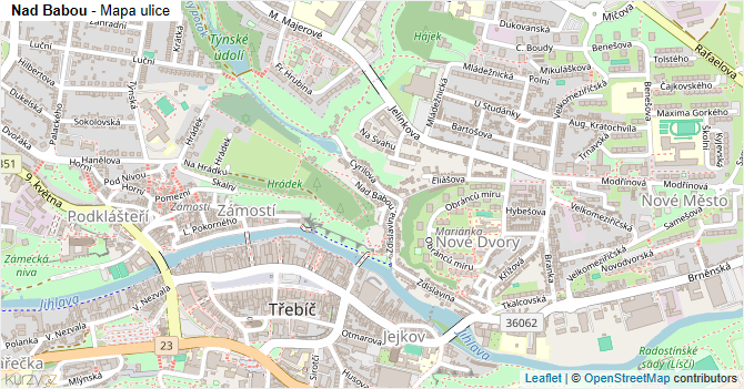 Nad Babou - mapa ulice