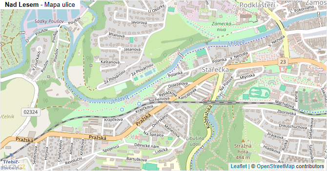 Nad Lesem - mapa ulice