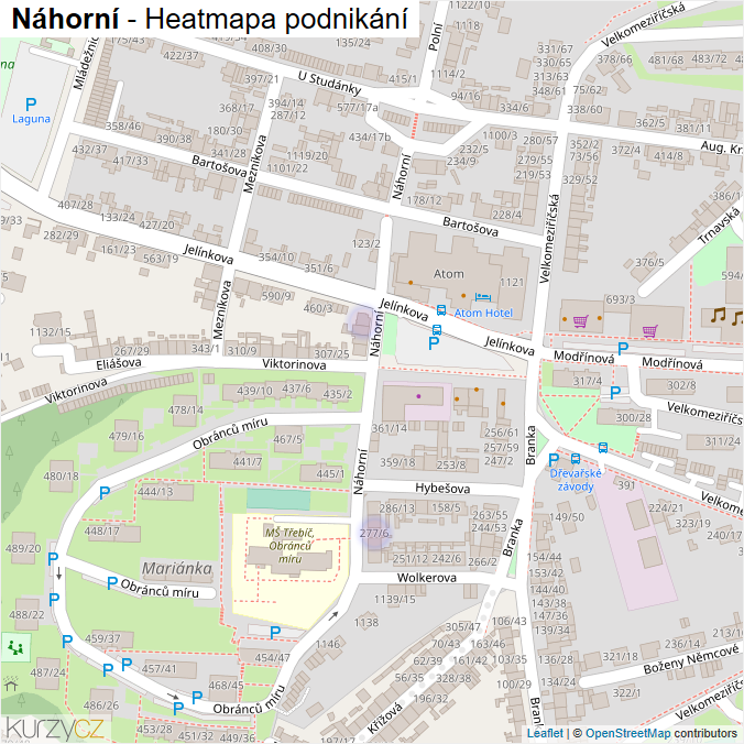 Mapa Náhorní - Firmy v ulici.