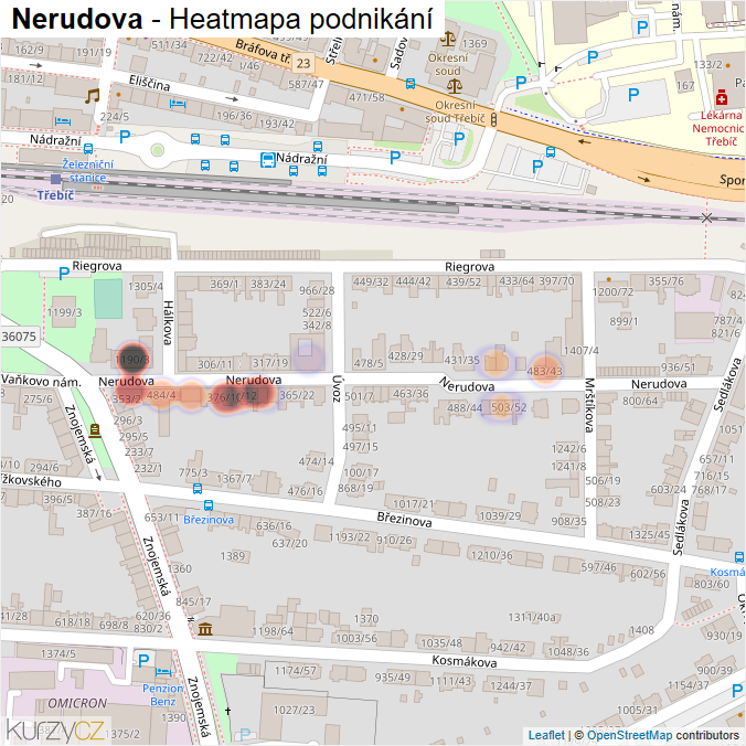 Mapa Nerudova - Firmy v ulici.