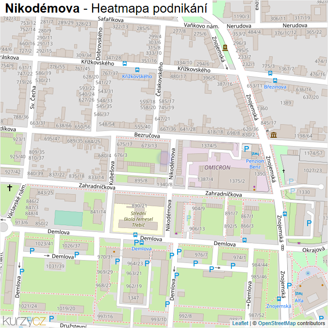 Mapa Nikodémova - Firmy v ulici.