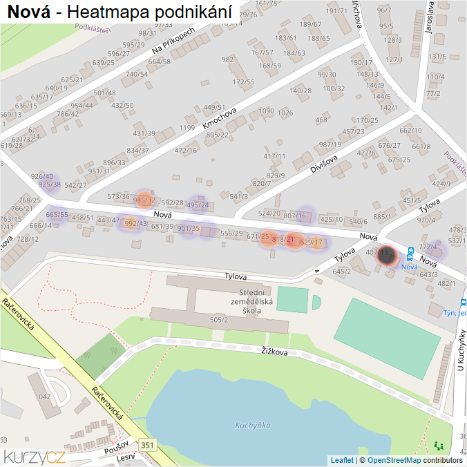 Mapa Nová - Firmy v ulici.