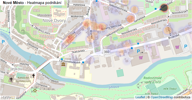 Nové Město - mapa podnikání