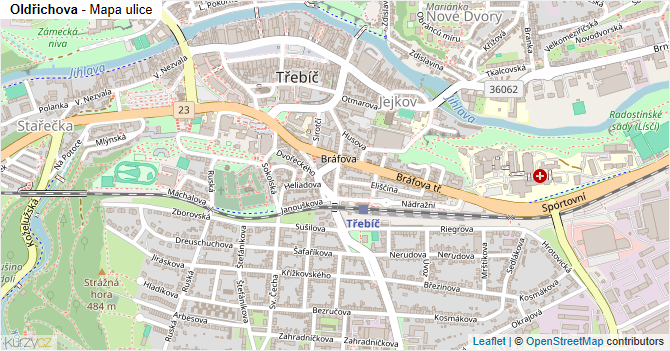 Oldřichova - mapa ulice