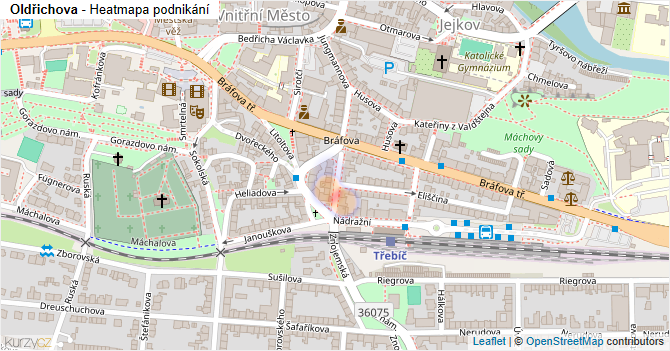 Oldřichova - mapa podnikání